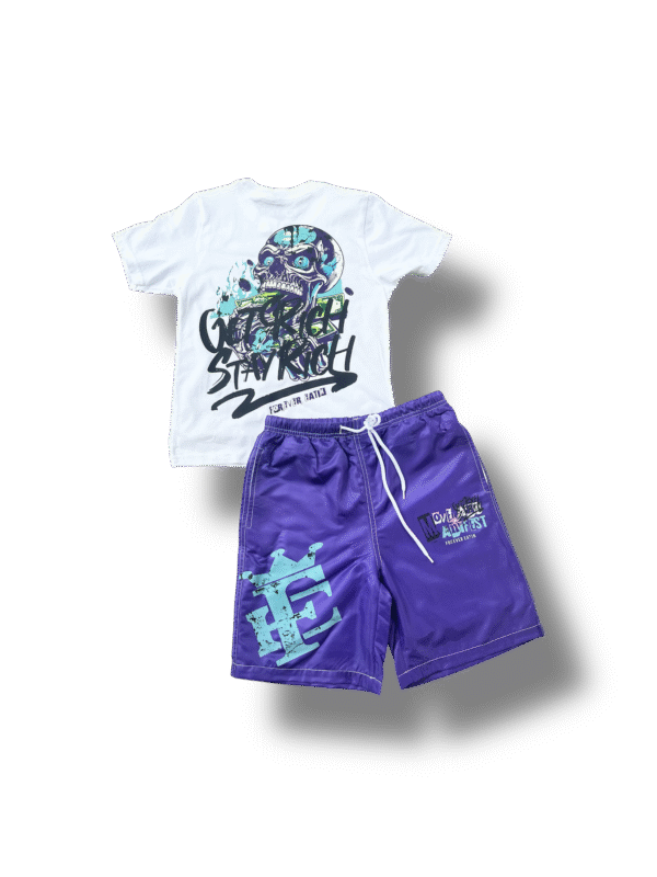 Kids "Get Rich & Stay Rich"" Windbreaker Short Set - Image 2