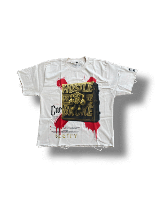 "Hustle Or Be Broke" Heavyweight Distressed Crop Shirt